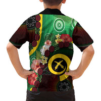 Long God Yumi Stanap Vanuatu Family Matching Tank Maxi Dress and Hawaiian Shirt Tropical Flowers Aboriginal Pattern