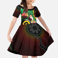 Long God Yumi Stanap Vanuatu Family Matching Tank Maxi Dress and Hawaiian Shirt Tropical Flowers Aboriginal Pattern