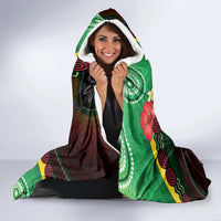 Long God Yumi Stanap Vanuatu Hooded Blanket Tropical Flowers Aboriginal Pattern