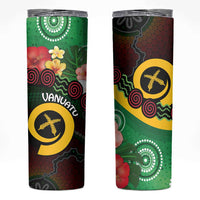 Long God Yumi Stanap Vanuatu Skinny Tumbler Tropical Flowers Aboriginal Pattern