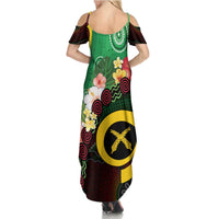 Long God Yumi Stanap Vanuatu Summer Maxi Dress Tropical Flowers Aboriginal Pattern