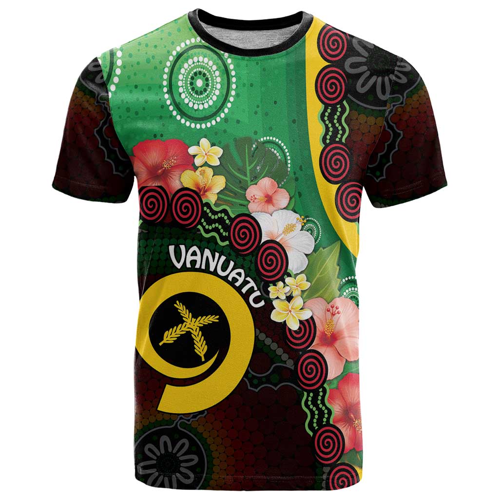 Long God Yumi Stanap Vanuatu T Shirt Tropical Flowers Aboriginal Pattern
