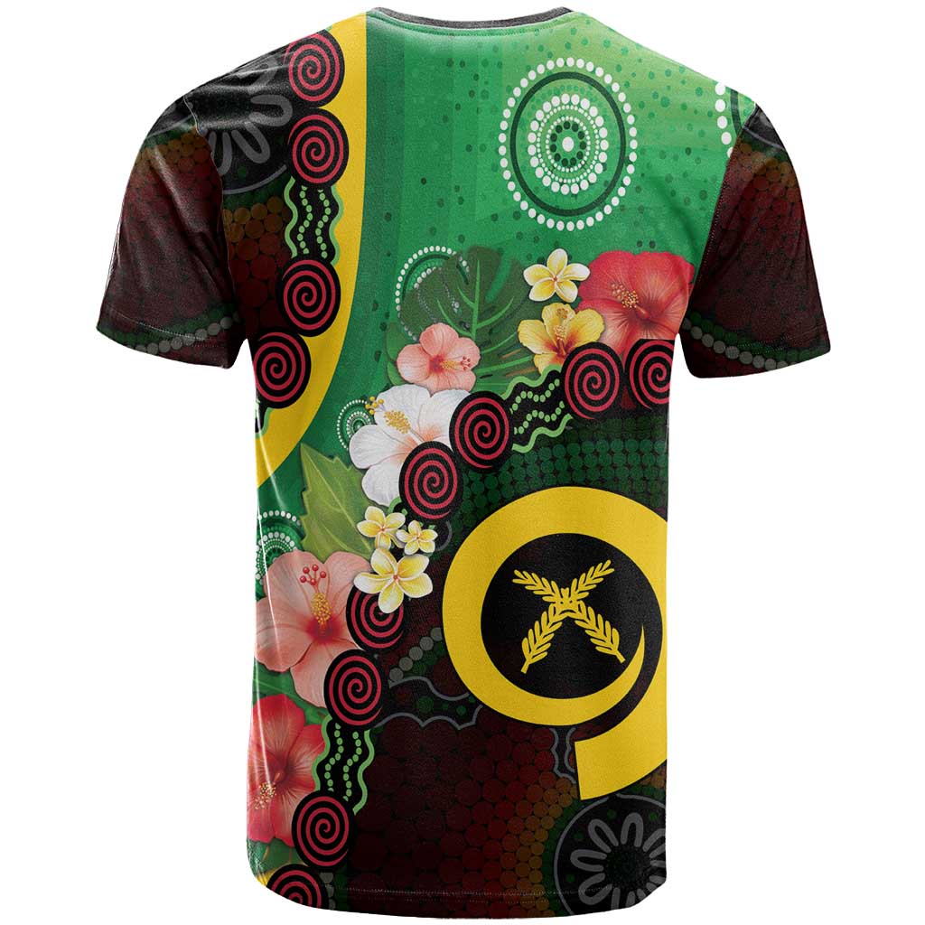Long God Yumi Stanap Vanuatu T Shirt Tropical Flowers Aboriginal Pattern