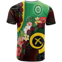 Long God Yumi Stanap Vanuatu T Shirt Tropical Flowers Aboriginal Pattern