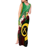 Long God Yumi Stanap Vanuatu Tank Maxi Dress Tropical Flowers Aboriginal Pattern