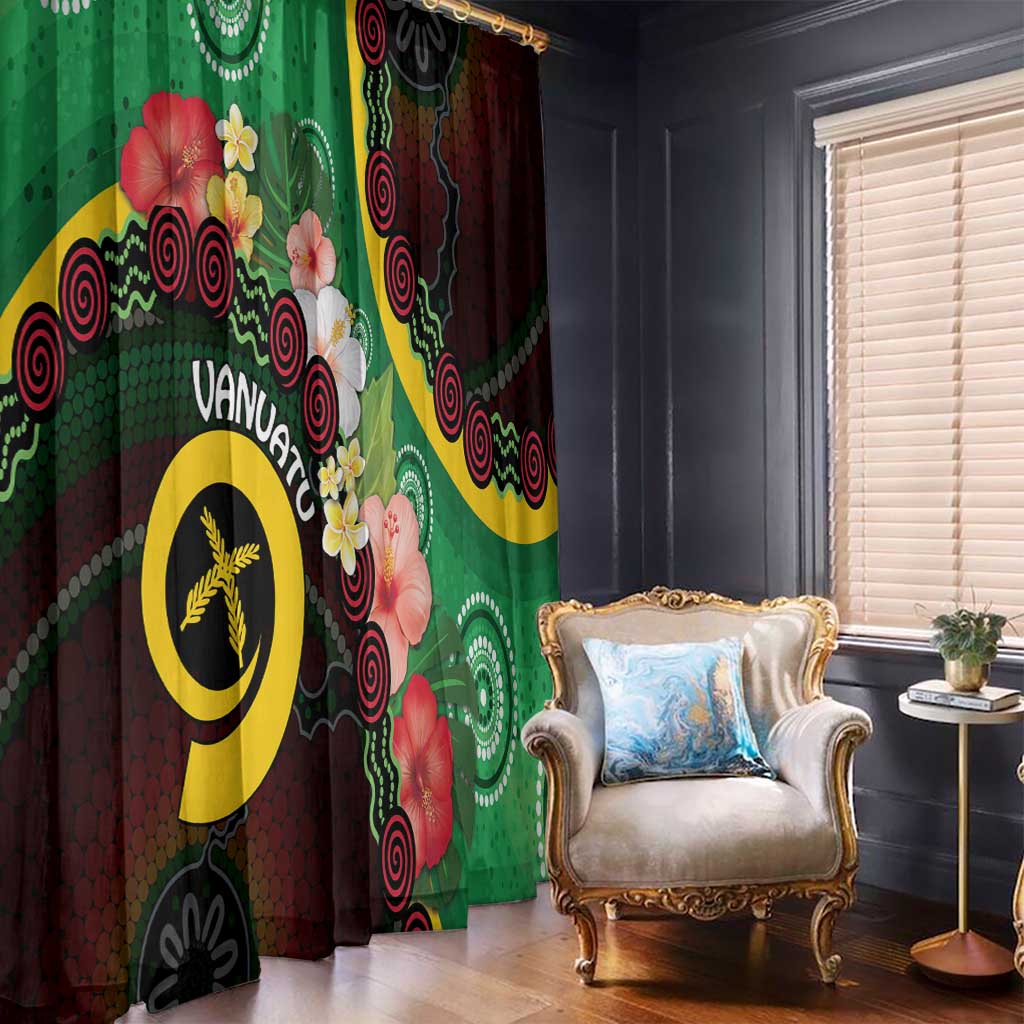 Long God Yumi Stanap Vanuatu Window Curtain Tropical Flowers Aboriginal Pattern