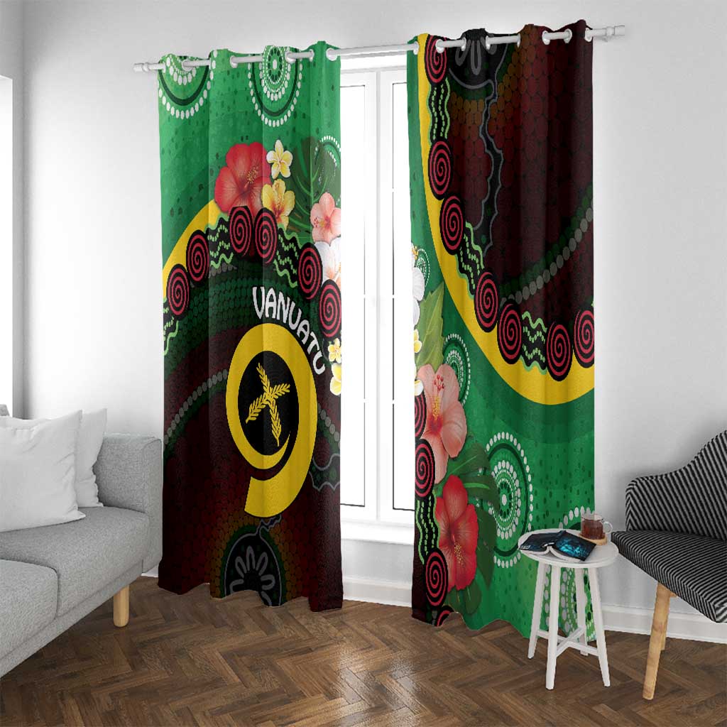 Long God Yumi Stanap Vanuatu Window Curtain Tropical Flowers Aboriginal Pattern