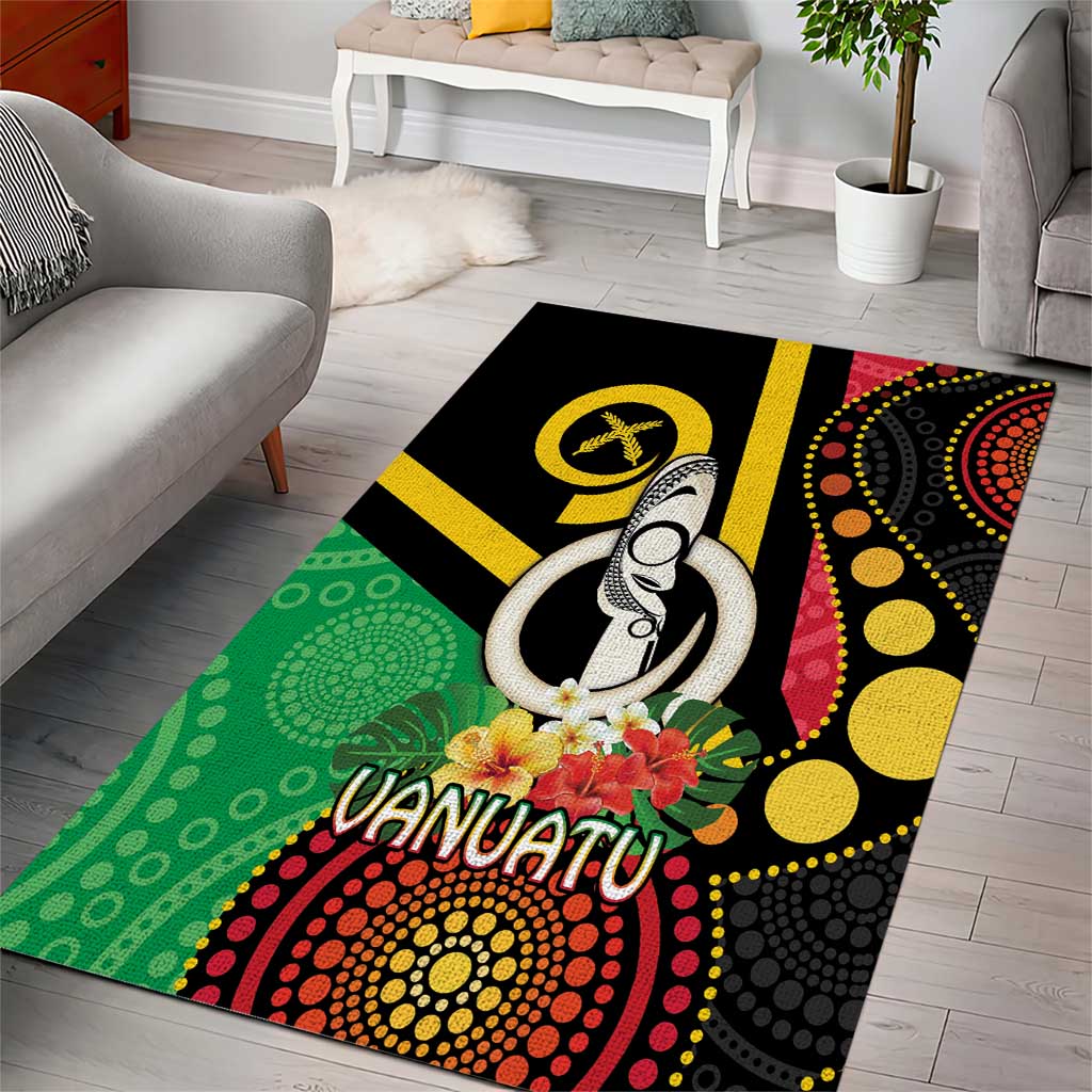 Tamtam Drum Vanuatu Area Rug Boar Tusk Aboriginal Flag Style