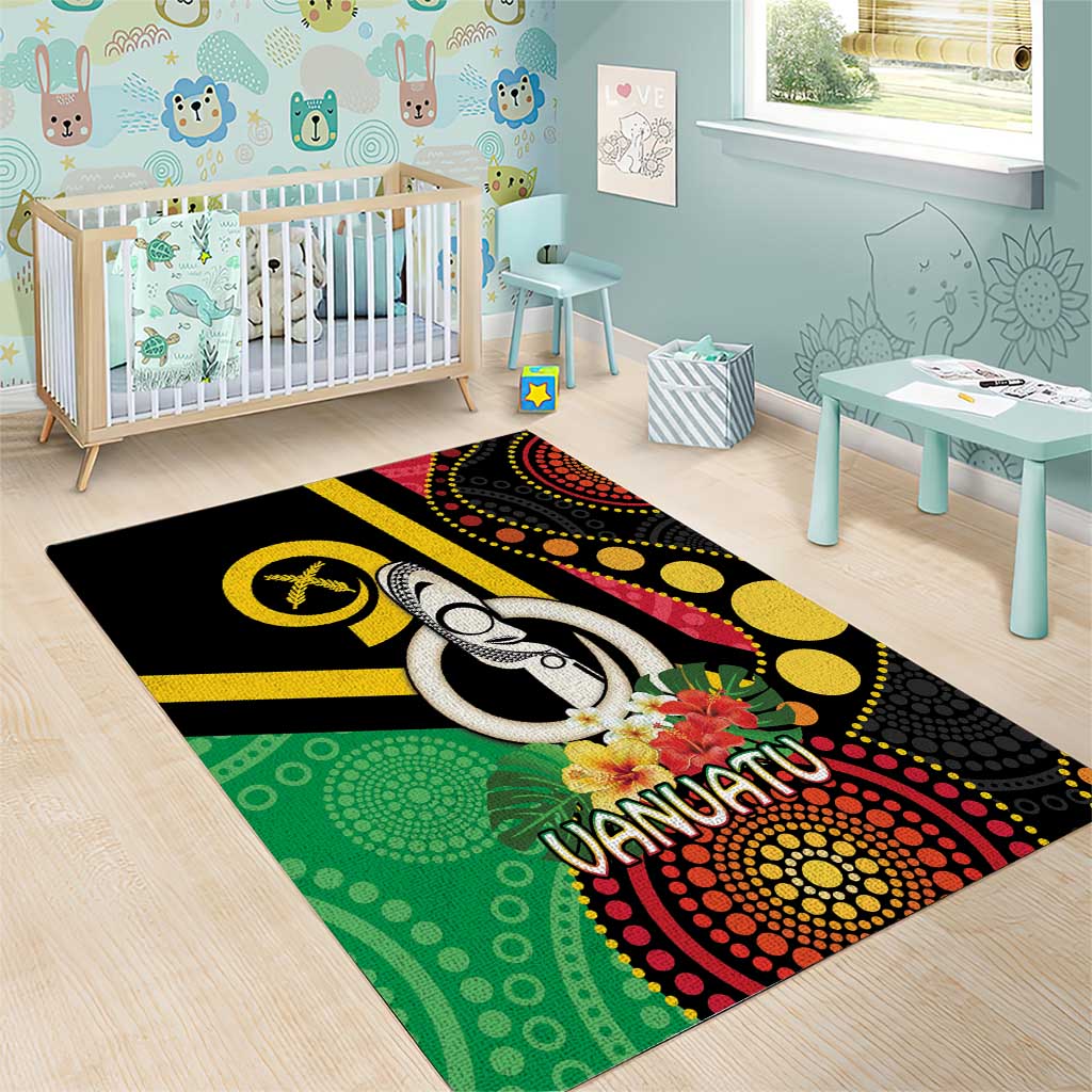 Tamtam Drum Vanuatu Area Rug Boar Tusk Aboriginal Flag Style