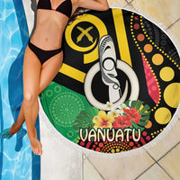 Tamtam Drum Vanuatu Beach Blanket Boar Tusk Aboriginal Flag Style