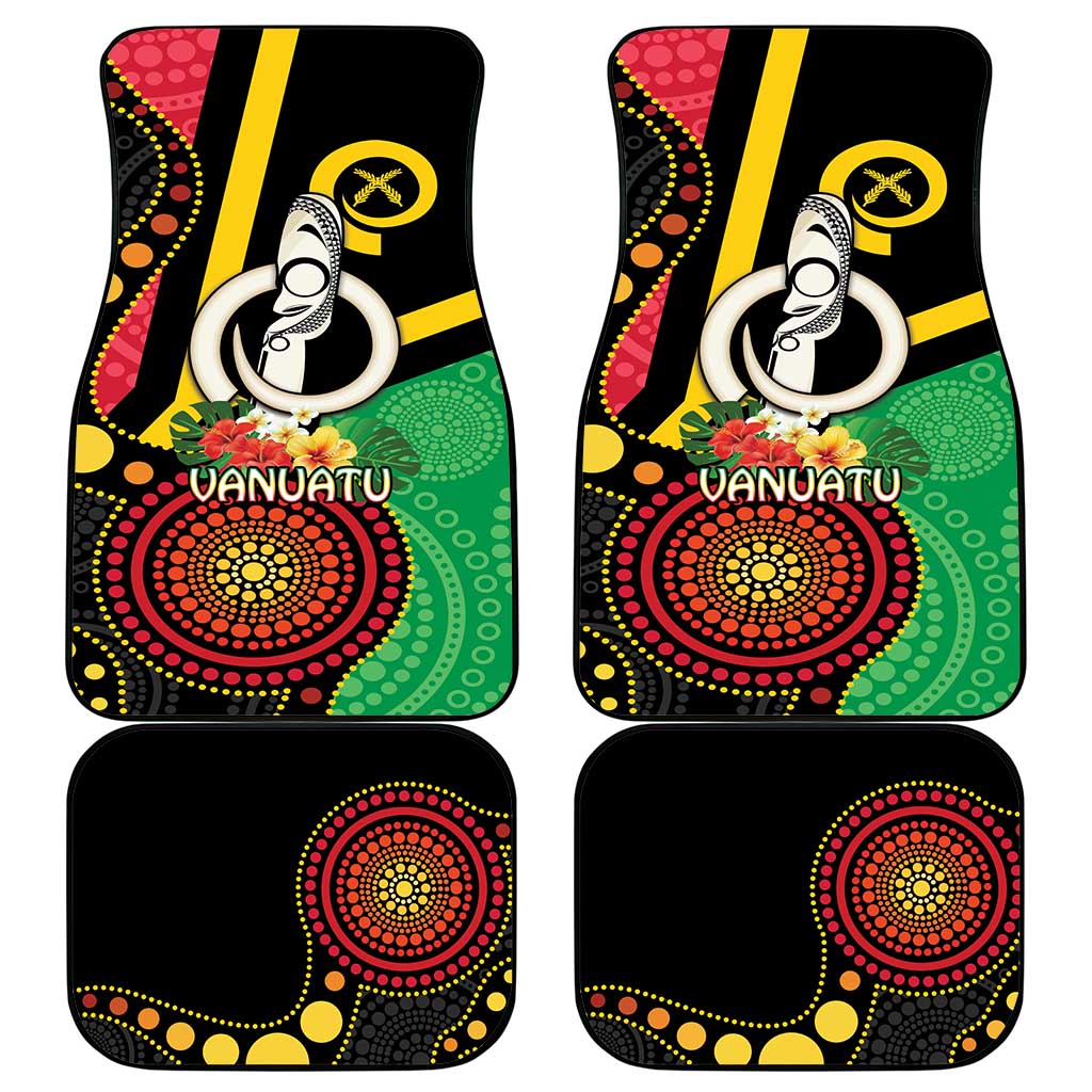 Tamtam Drum Vanuatu Car Mats Boar Tusk Aboriginal Flag Style