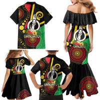 Tamtam Drum Vanuatu Family Matching Mermaid Dress and Hawaiian Shirt Boar Tusk Aboriginal Flag Style
