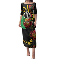 Tamtam Drum Vanuatu Family Matching Puletasi and Hawaiian Shirt Boar Tusk Aboriginal Flag Style