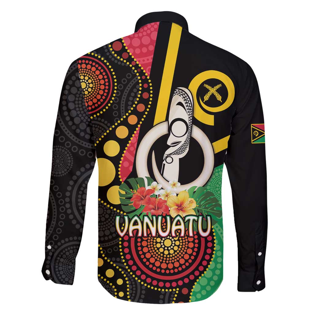 Tamtam Drum Vanuatu Family Matching Short Sleeve Bodycon Dress and Hawaiian Shirt Boar Tusk Aboriginal Flag Style