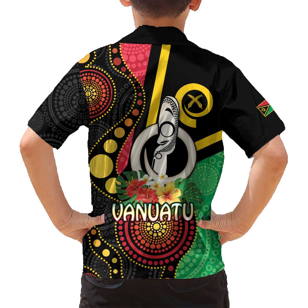Tamtam Drum Vanuatu Family Matching Summer Maxi Dress and Hawaiian Shirt Boar Tusk Aboriginal Flag Style
