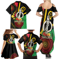 Tamtam Drum Vanuatu Family Matching Summer Maxi Dress and Hawaiian Shirt Boar Tusk Aboriginal Flag Style