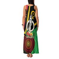 Tamtam Drum Vanuatu Family Matching Tank Maxi Dress and Hawaiian Shirt Boar Tusk Aboriginal Flag Style