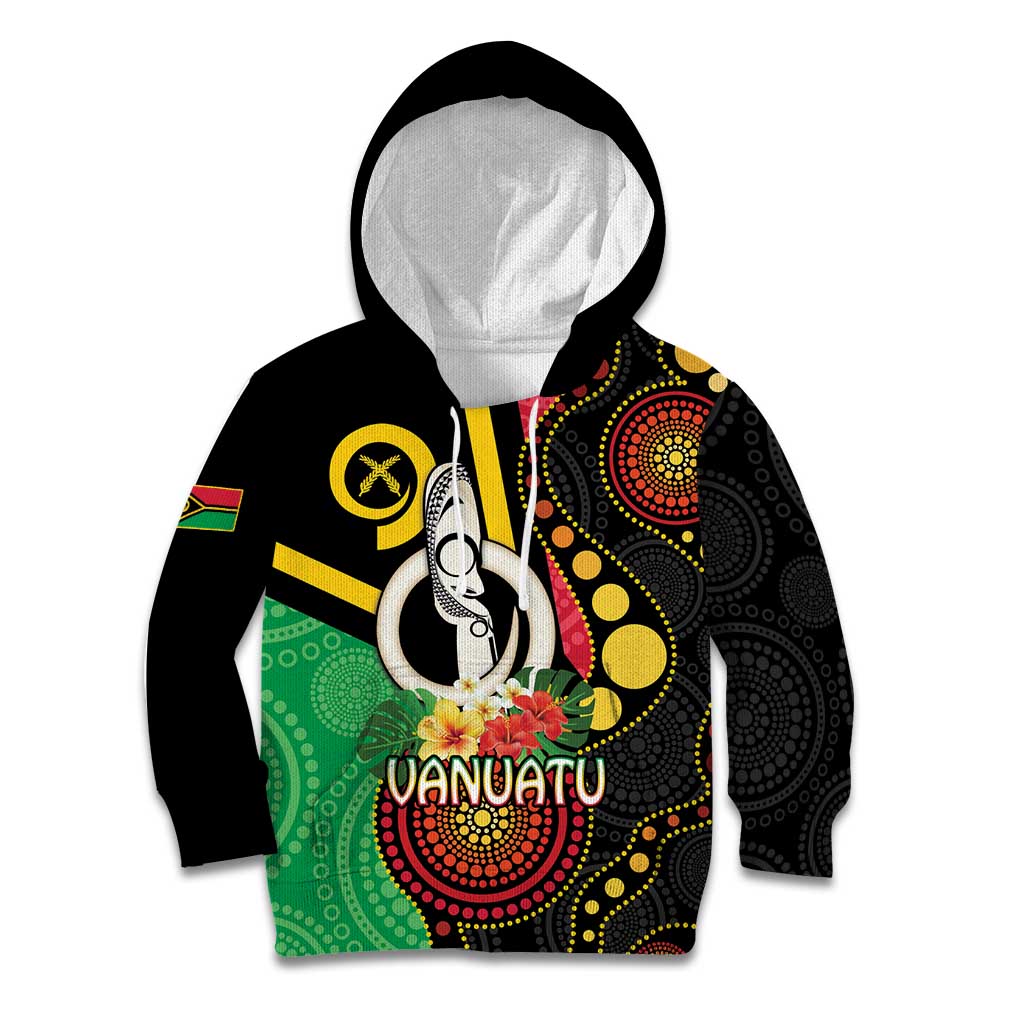 Tamtam Drum Vanuatu Kid Hoodie Boar Tusk Aboriginal Flag Style