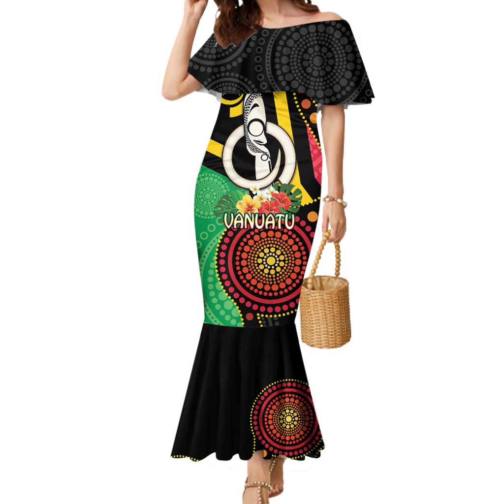 Tamtam Drum Vanuatu Mermaid Dress Boar Tusk Aboriginal Flag Style