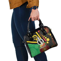 Tamtam Drum Vanuatu Shoulder Handbag Boar Tusk Aboriginal Flag Style