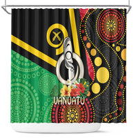 Tamtam Drum Vanuatu Shower Curtain Boar Tusk Aboriginal Flag Style