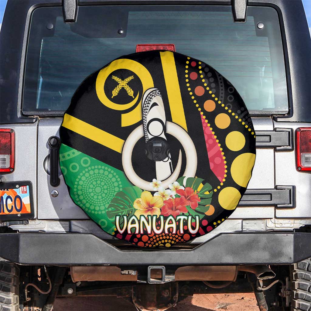 Tamtam Drum Vanuatu Spare Tire Cover Boar Tusk Aboriginal Flag Style