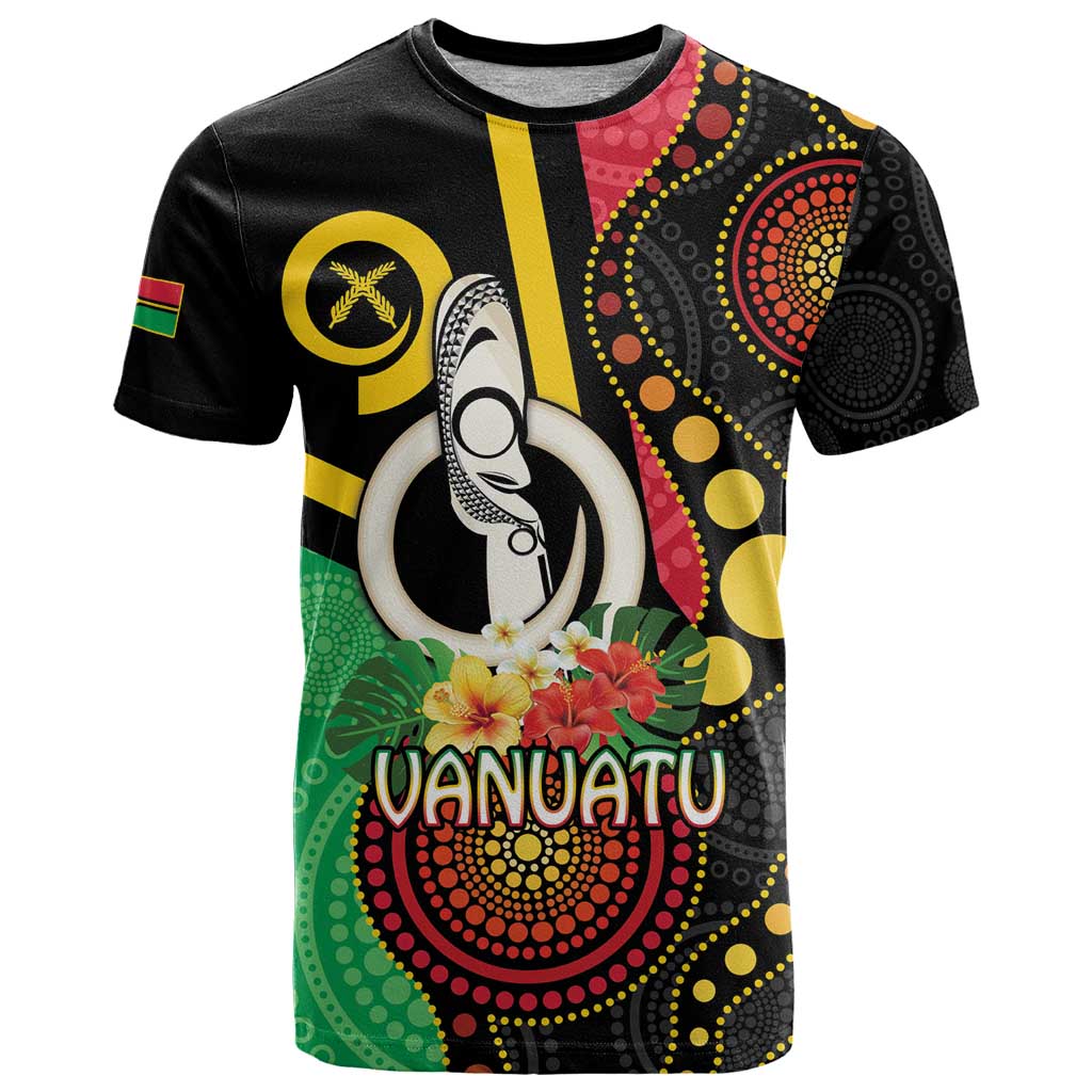 Tamtam Drum Vanuatu T Shirt Boar Tusk Aboriginal Flag Style