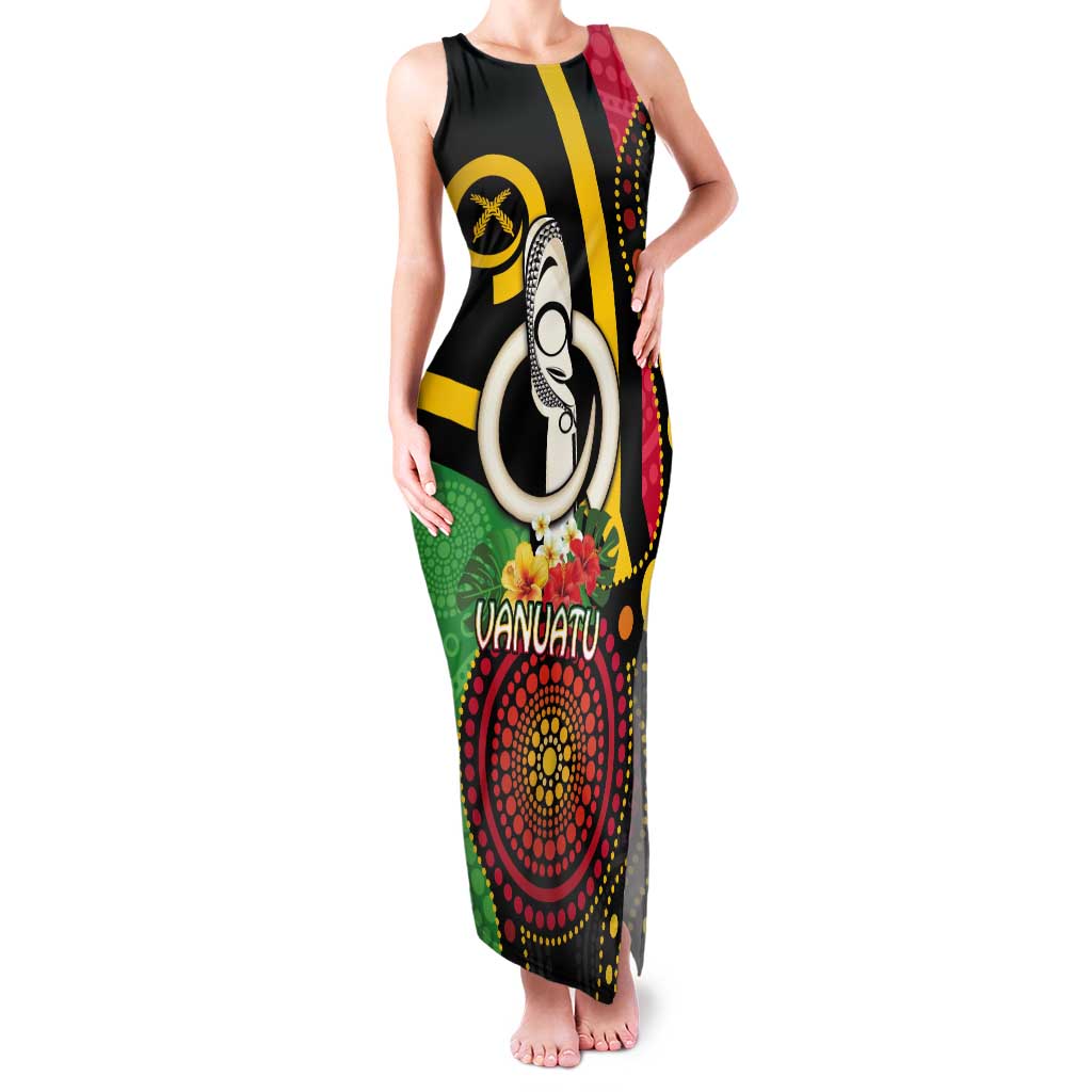 Tamtam Drum Vanuatu Tank Maxi Dress Boar Tusk Aboriginal Flag Style