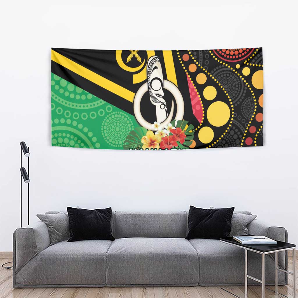 Tamtam Drum Vanuatu Tapestry Boar Tusk Aboriginal Flag Style