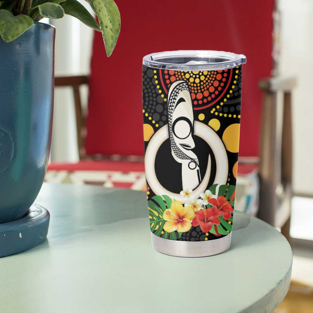 Tamtam Drum Vanuatu Tumbler Cup Boar Tusk Aboriginal Flag Style