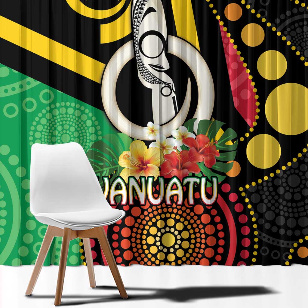 Tamtam Drum Vanuatu Window Curtain Boar Tusk Aboriginal Flag Style