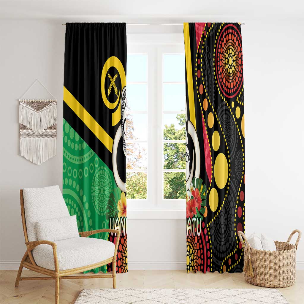 Tamtam Drum Vanuatu Window Curtain Boar Tusk Aboriginal Flag Style