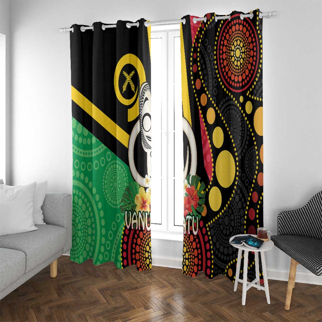 Tamtam Drum Vanuatu Window Curtain Boar Tusk Aboriginal Flag Style