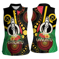 Tamtam Drum Vanuatu Women Sleeveless Polo Shirt Boar Tusk Aboriginal Flag Style