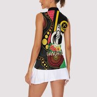 Tamtam Drum Vanuatu Women Sleeveless Polo Shirt Boar Tusk Aboriginal Flag Style