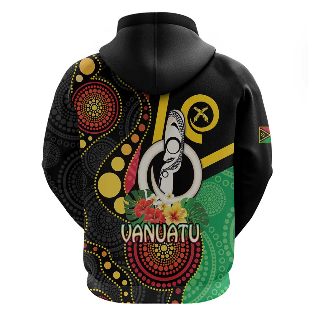 Tamtam Drum Vanuatu Zip Hoodie Boar Tusk Aboriginal Flag Style