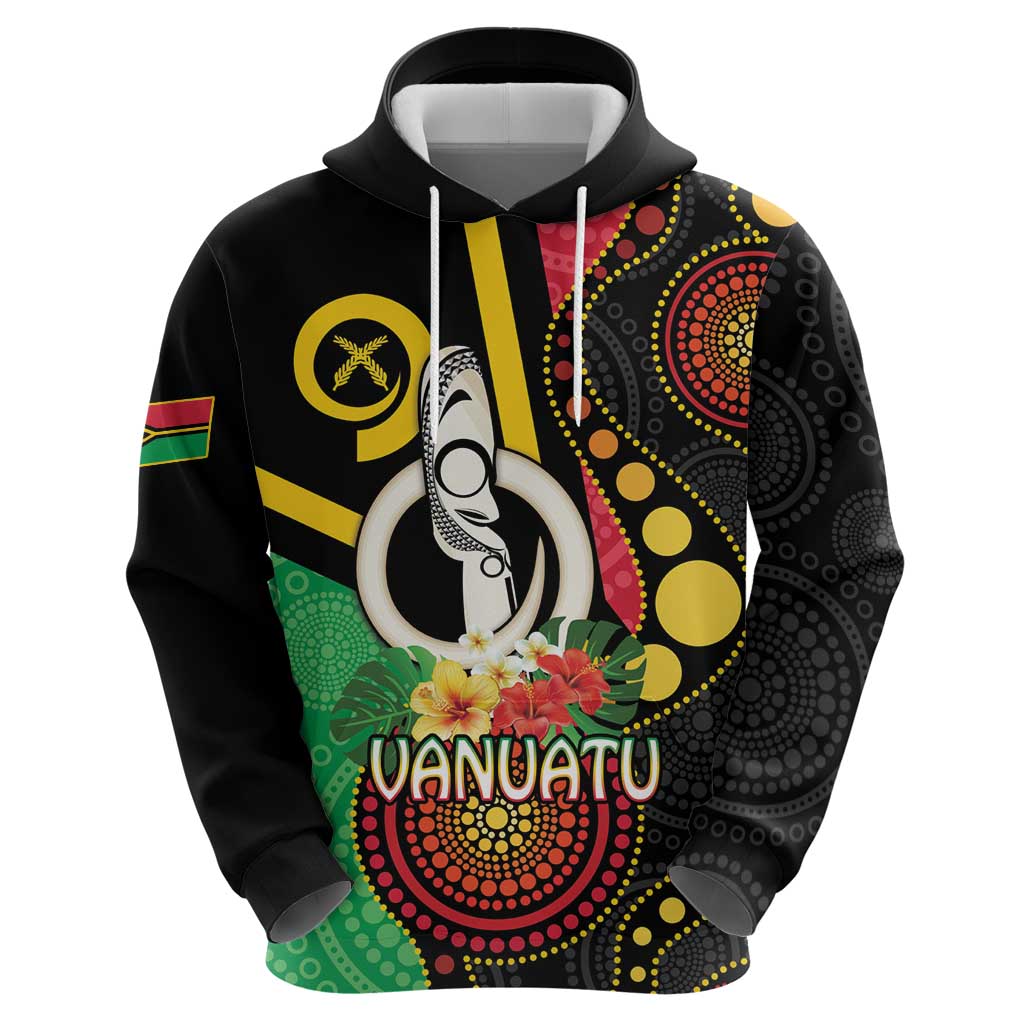 Tamtam Drum Vanuatu Zip Hoodie Boar Tusk Aboriginal Flag Style