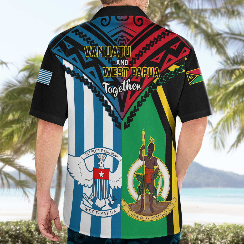 Vanuatu And West Papua Hawaiian Shirt Coat Of Arms Mix Flag Style LT14 - Polynesian Pride