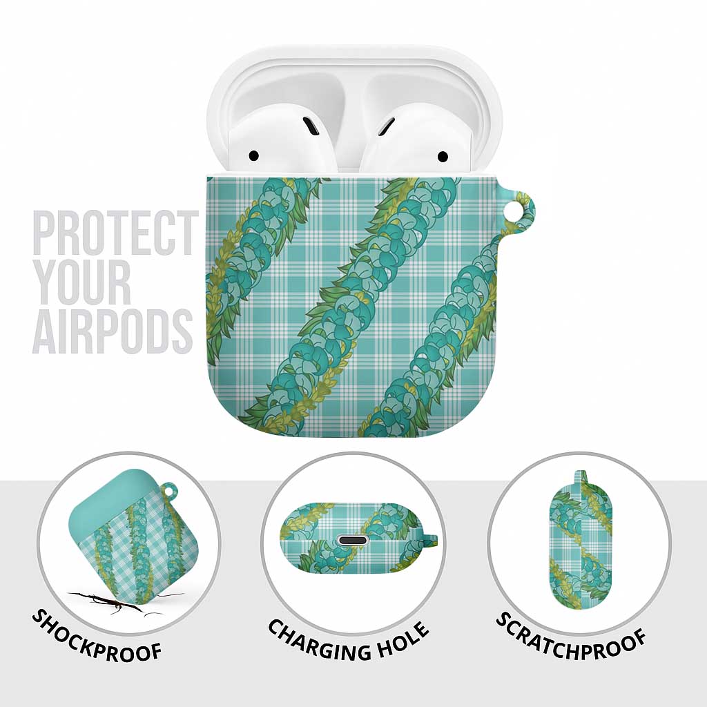 Hawaii Jade Vine Lei AirPods Case Aloha Palaka Motif - Turquoise - Polynesian Pride