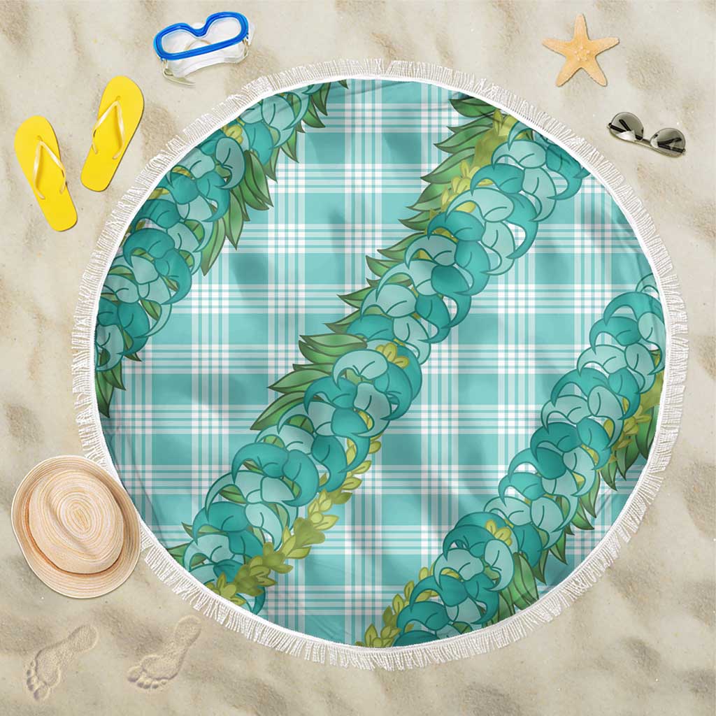 Hawaii Jade Vine Lei Beach Blanket Aloha Palaka Motif - Turquoise - Polynesian Pride