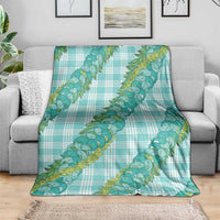 Hawaii Jade Vine Lei Blanket Aloha Palaka Motif - Turquoise - Polynesian Pride