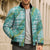 Hawaii Jade Vine Lei Bomber Puffer Jacket Aloha Palaka Motif - Turquoise - Polynesian Pride