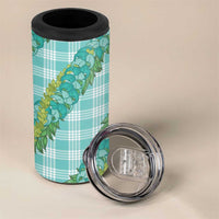 Hawaii Jade Vine Lei 4 in 1 Can Cooler Tumbler Aloha Palaka Motif - Turquoise - Polynesian Pride