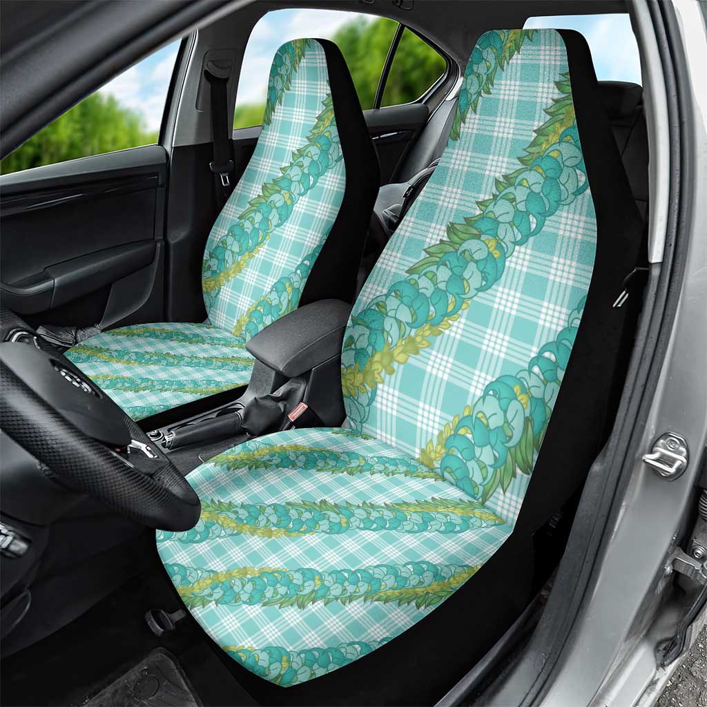 Hawaii Jade Vine Lei Car Seat Cover Aloha Palaka Motif - Turquoise - Polynesian Pride