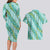 Hawaii Jade Vine Lei Couples Matching Long Sleeve Bodycon Dress and Hawaiian Shirt Aloha Palaka Motif - Turquoise - Polynesian Pride