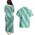 Hawaii Jade Vine Lei Couples Matching Puletasi and Hawaiian Shirt Aloha Palaka Motif - Turquoise - Polynesian Pride