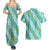 Hawaii Jade Vine Lei Couples Matching Summer Maxi Dress and Hawaiian Shirt Aloha Palaka Motif - Turquoise - Polynesian Pride