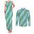 Hawaii Jade Vine Lei Couples Matching Tank Maxi Dress and Long Sleeve Button Shirt Aloha Palaka Motif - Turquoise - Polynesian Pride