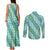Hawaii Jade Vine Lei Couples Matching Tank Maxi Dress and Long Sleeve Button Shirt Aloha Palaka Motif - Turquoise - Polynesian Pride