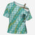 Hawaii Jade Vine Lei Cross Shoulder Shirt Aloha Palaka Motif - Turquoise - Polynesian Pride
